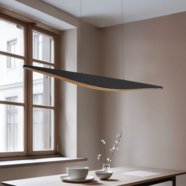 Lucande LED obesna svetilka Clavit, črna, 140 cm, z možnostjo zatemnitve, zatemnjen, Črna, Dnevna soba / jedilnica, Kovina, Sodobni