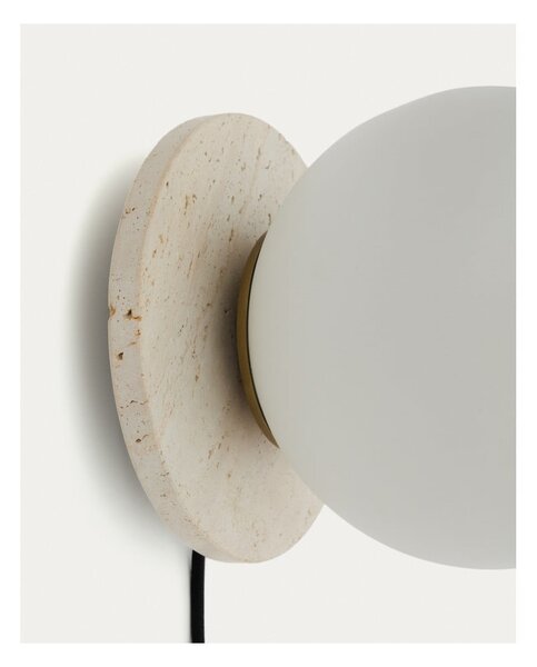 Bela/kremno bela marmorna stenska svetilka ø 20 cm Malachi – Kave Home