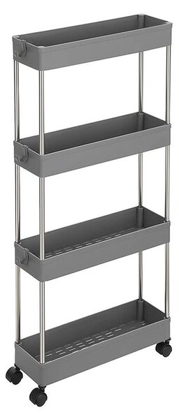 Regal na kolesih SLIM, 4 nivoji, 12,5x40x86 cm, siva SongmicsHome