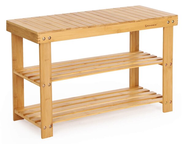 Bambusovna klop s prostorom za čevlje REGINA, 70x28x45 cm, naravno leseno SongmicsHome