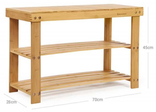 Bambusovna klop s prostorom za čevlje REGINA, 70x28x45 cm, naravno leseno SongmicsHome