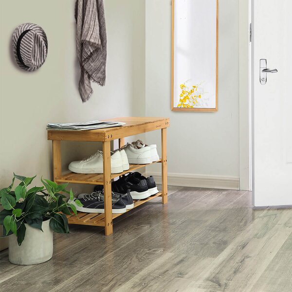 Bambusovna klop s prostorom za čevlje REGINA, 70x28x45 cm, naravno leseno SongmicsHome