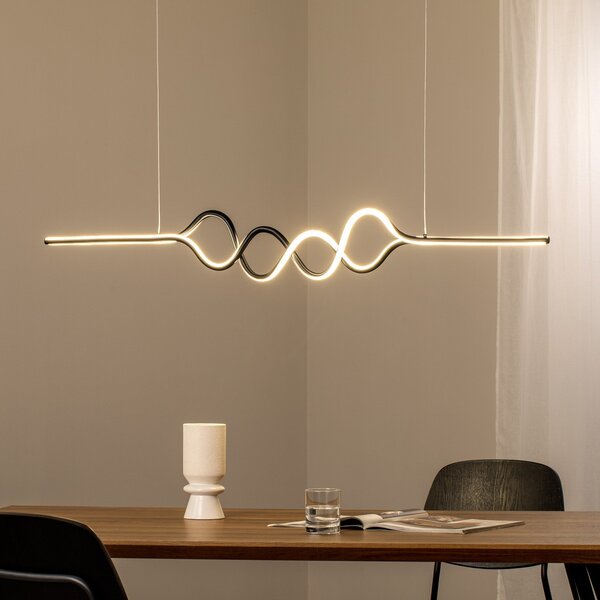 Milagro Lighting LED viseča svetilka Ancona, kovina, zlata/črna, 4.000 K, Zlata / medeninasta, Dnevna soba / jedilnica, Kovina, Sodobni