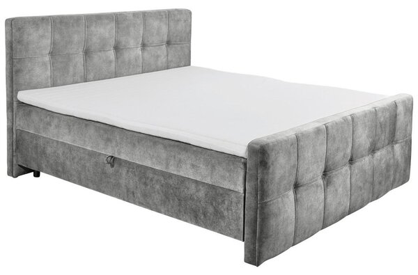 POSTELJA Z VZMETNICO 160 cm x 200 cm , leseni material, tekstil siva
