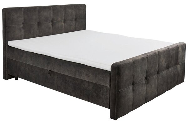 POSTELJA Z VZMETNICO 160 cm x 200 cm , tekstil, leseni material temno rjava