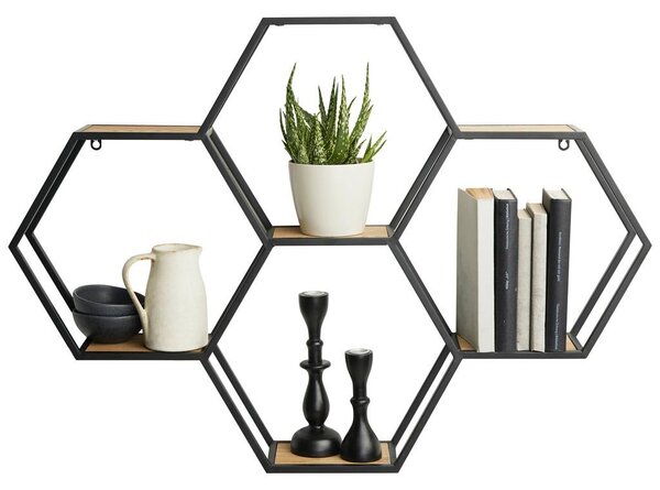 Premium Living Stenski Regal Olana -Trend-, Črna, Naravne Barve