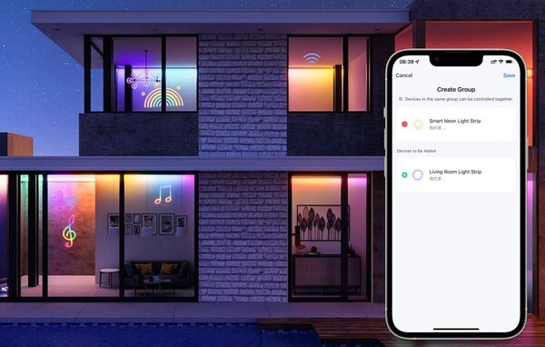 Pametni WiFi RGBIC LED svetlobni trak v mat cevi 5m IP68 Tuya Alexa Google assistant