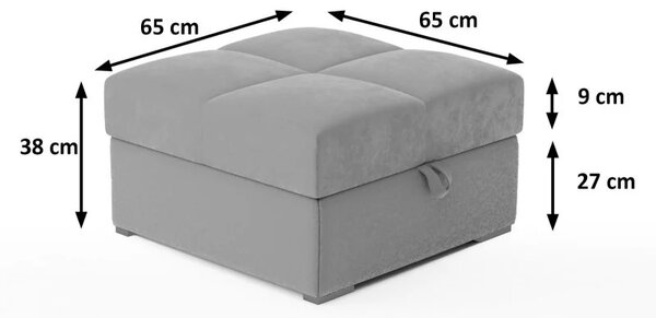 Roza taburet ZENOVA s prostorom za shranjevanje 65x65 cm