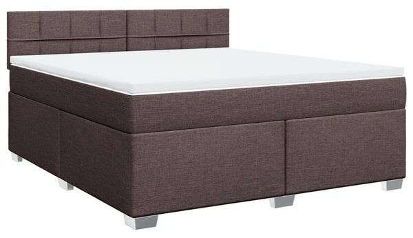 VidaXL Box spring postelja z vzmetnico temno rjava 180x200 cm blago