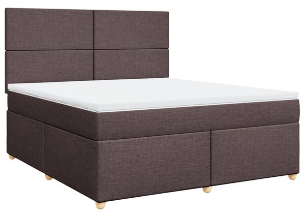 VidaXL Box spring postelja z vzmetnico temno rjava 180x200 cm blago