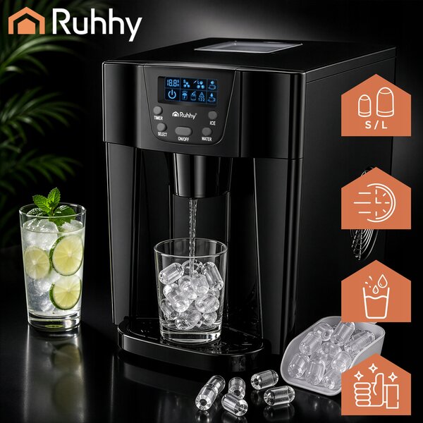 2v1 150W LCD barski aparat za izdelavo ledenih kock 3L ledomat in dispenser vode