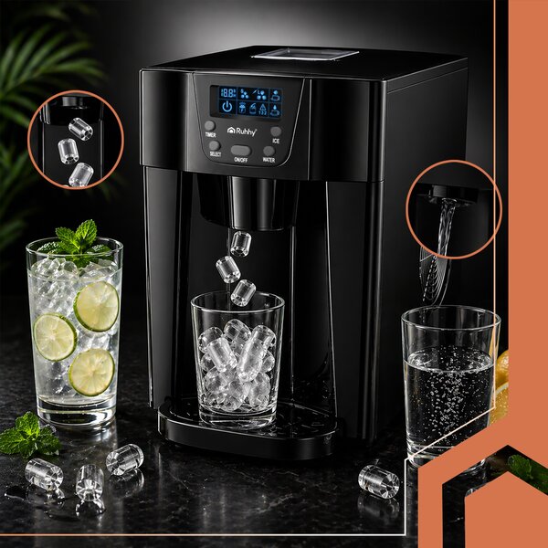 2v1 150W LCD barski aparat za izdelavo ledenih kock 3L ledomat in dispenser vode