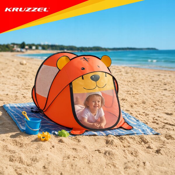 Popup otroški šotor za na plažo medvedek 180x95x82cm