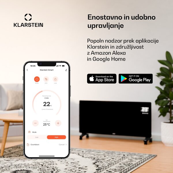 Klarstein Wonderwall Smart Bornholm infrardeči grelnik, 400 W, Pametno upravljanje, stenska montaža, LED-zaslon
