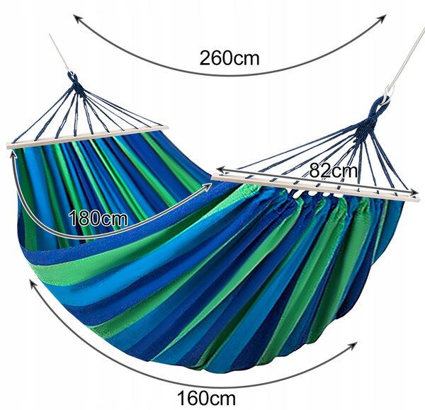 Vrtna viseča mreža za dve osebi 180x160cm do 150kg rainbow modra