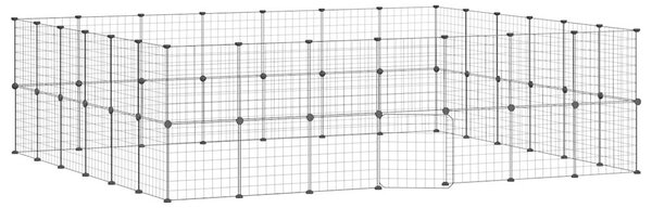 VidaXL Ograda za hišne ljubljenčke z 52 paneli črna 35x35 cm jeklo