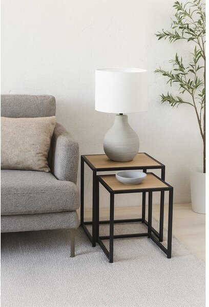 Stranske mizice v hrastovem dekorju v kompletu 2 ks 38x38 cm Noah – Bonami Essentials
