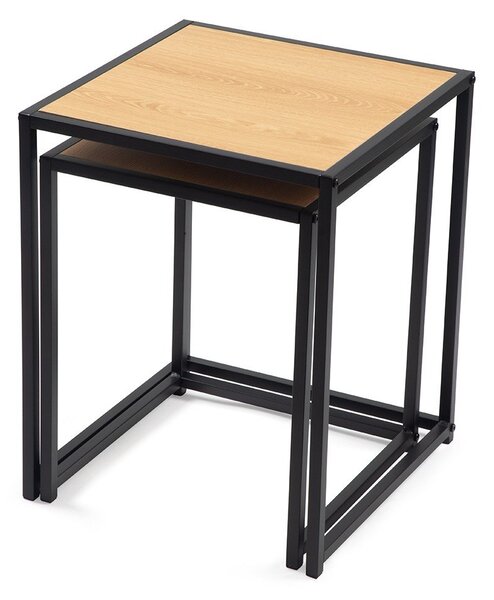 Stranske mizice v hrastovem dekorju v kompletu 2 ks 38x38 cm Noah – Bonami Essentials