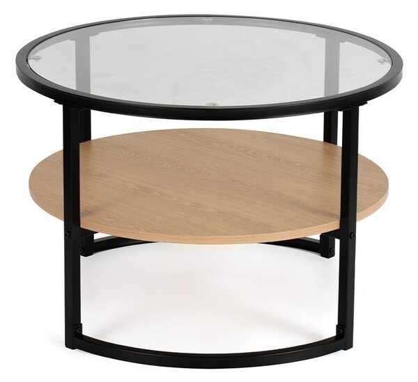 Črna/v naravni barvi okrogla klubska mizica v hrastovem dekorju ø 68 cm Zanu – Bonami Essentials