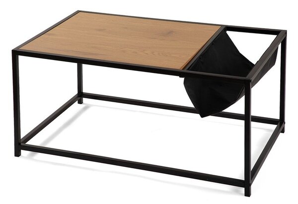 Črna/v naravni barvi klubska mizica v hrastovem dekorju 60x99 cm Bayen – Bonami Essentials