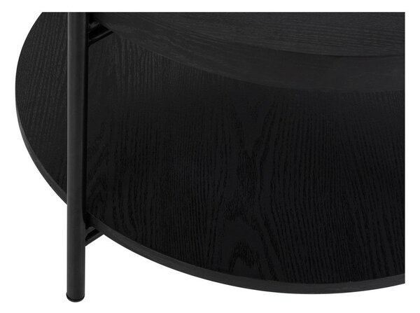 Črna okrogla klubska mizica v hrastovem dekorju ø 64 cm Hagen – Bonami Essentials