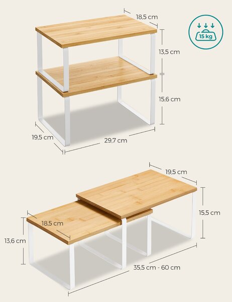 Komplet 2 kuhinjskih polic MARZO v dekorju bambusa