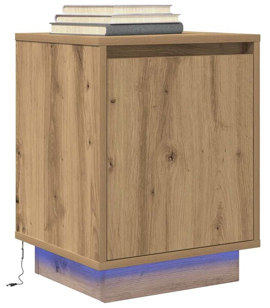 VidaXL nočna omarica z LED svetili Artisan Oak 38x34x50 cm