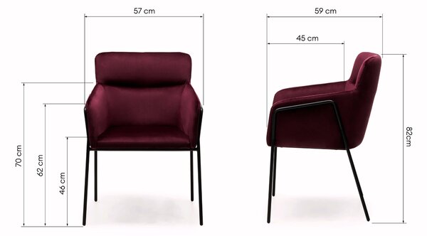 Bordo dizajnerski fotelj HELSINKI VELVET Magic Velvet 2229
