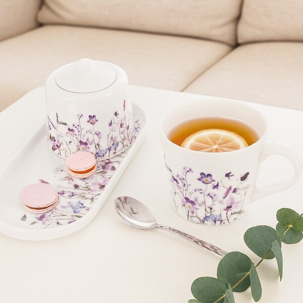 Bel/vijoličen servirni porcelanast krožnik Louka – Orion