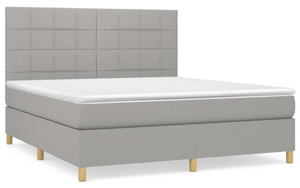 VidaXL Box spring postelja z vzmetnico svetlo siva 160x200 cm žamet