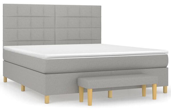 VidaXL Box spring postelja z vzmetnico svetlo siva 160x200 cm žamet