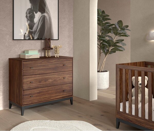 Komoda v orehovem dekorju v temni naravni barvi 100x89x55 cm Ilyas – Vipack
