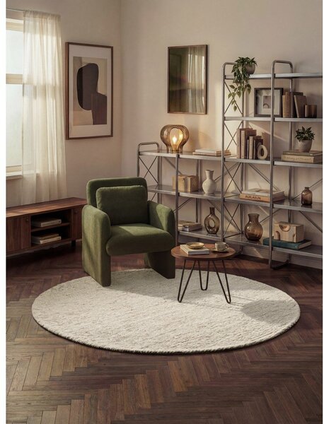Kremno bela ročno tkana volnena okrogla preproga ø 200 cm Bexley Woolwich – Ted Baker