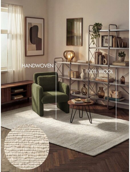 Kremno bela ročno tkana volnena preproga 160x230 cm Bexley Woolwich – Ted Baker