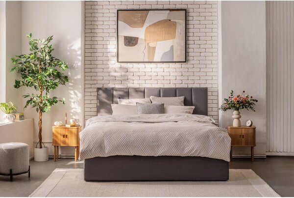 Siva oblazinjena zakonska postelja s prostorom za shranjevanje z letvenim dnom 180x200 cm Thessa Bold Line – Bonami Selection