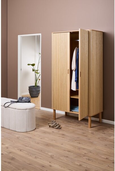Garderobna omara v hrastovem dekorju v naravni barvi 100x200x55 cm Langley – Actona