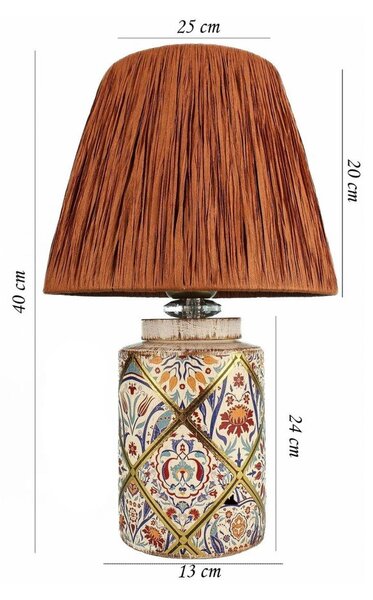 Namizna svetilka v barvi terakote s senčilom iz papirnatega prepleta (višina 40 cm) Alev – Opviq lights