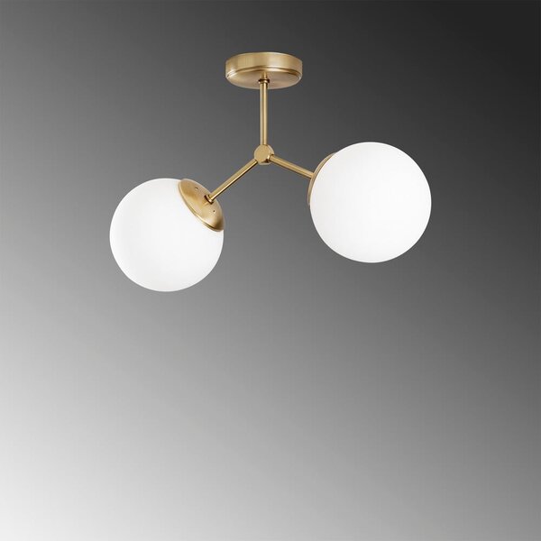 Bela/medeninasta stropna svetilka s steklenim senčilom 15x44 cm Damar – Opviq lights