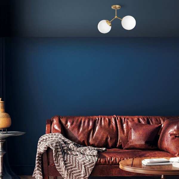 Bela/medeninasta stropna svetilka s steklenim senčilom 15x44 cm Damar – Opviq lights