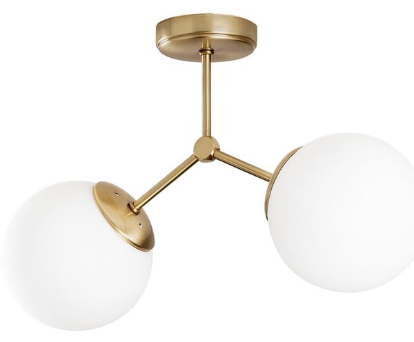 Bela/medeninasta stropna svetilka s steklenim senčilom 15x44 cm Damar – Opviq lights