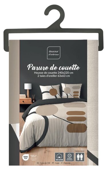 Bež podaljšana bombažna posteljnina za zakonsko posteljo 240x220 cm Santana – douceur d'intérieur