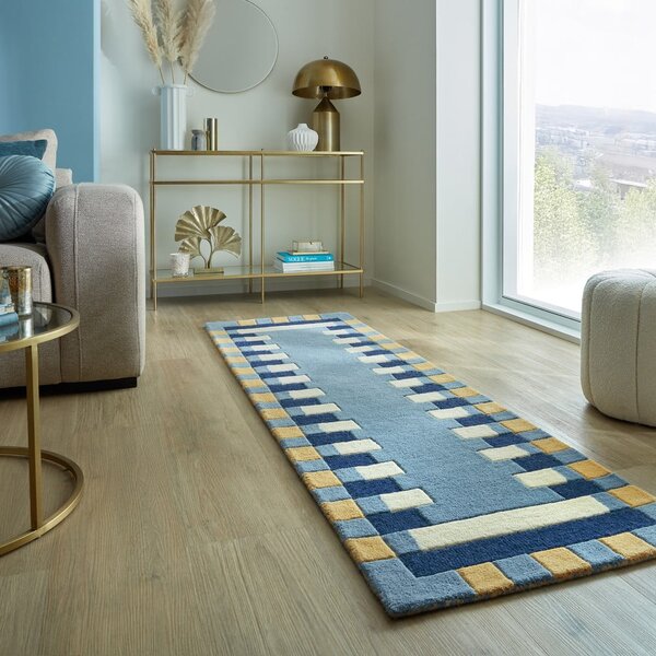 Moder ročno tkan volnen tekač 60x230 cm Kai Wool Border – Flair Rugs
