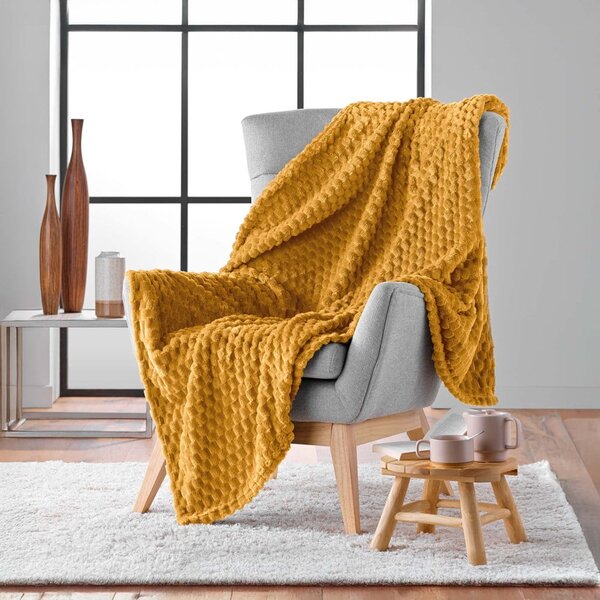 Oker rumena odeja iz mikroflanele 125x150 cm Mini Frosty – douceur d'intérieur