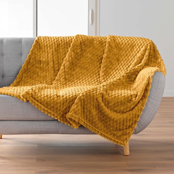 Oker rumena odeja iz mikroflanele 125x150 cm Mini Frosty – douceur d'intérieur