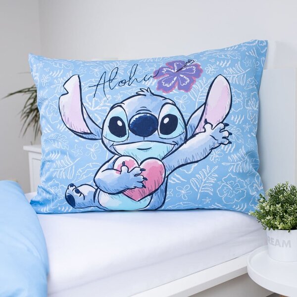 Modra enojna bombažna otroška posteljnina 140x200 cm Lilo and Stitch "Wave" – Jerry Fabrics