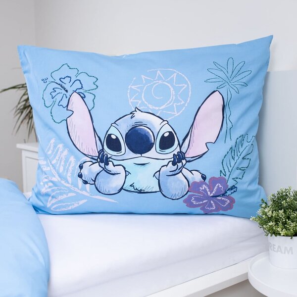 Modra enojna bombažna otroška posteljnina 140x200 cm Lilo and Stitch "Wave" – Jerry Fabrics