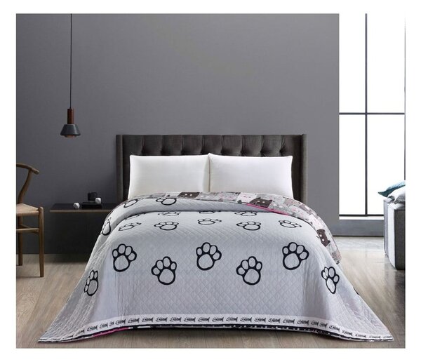 Dvotransko sivo posteljno pregrinjalo iz mikrovlaken DecoKing Cat Invasion, 200 x 220 cm