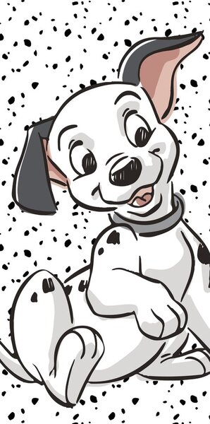 Črno-bela bombažna otroška brisača 70x140 cm 101 Dalmatians "Lucky" – Jerry Fabrics