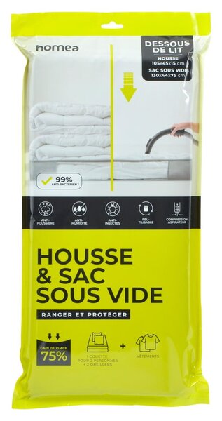 Vakuumska plastična škatla za pod posteljo 105x45x15 cm – Homéa