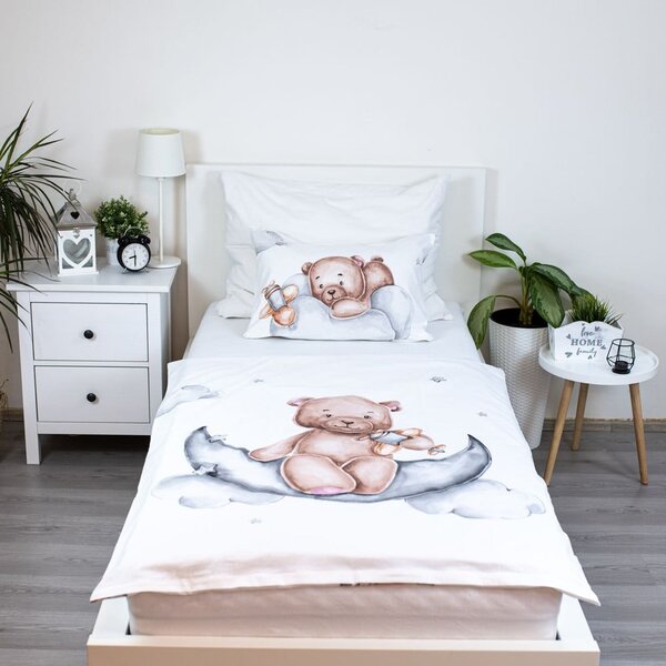 Bombažna otroška posteljnina za otroško posteljico 100x135 cm Medvídek "Plane" – Jerry Fabrics